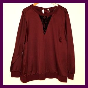 NWT Lane Bryant Burgundy Blouse Plus 26 28